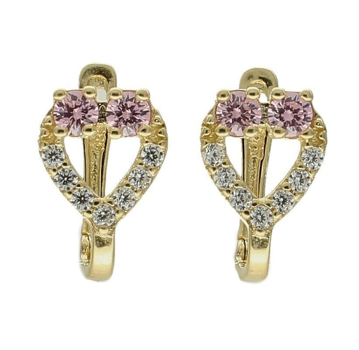 Złote kolczyki dla dziewczynki 585 'serduszko z cyrkonią' KL 1524A. Złote kolczyki dziecięce. Złote kolczyki dla dziewczynki. Złote kolczyki serduszka. Złote kolczyki serca..jpg